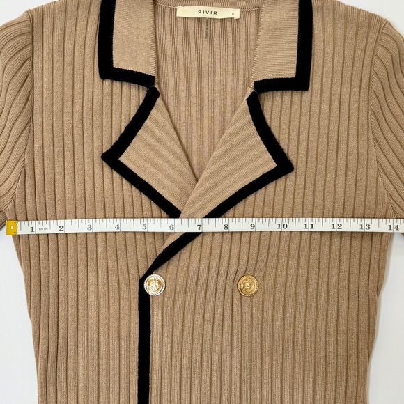 THE VERONA KNIT DRESS WITH CONTRAST -Size M- Mocha NWOT - Picture 7 of 9